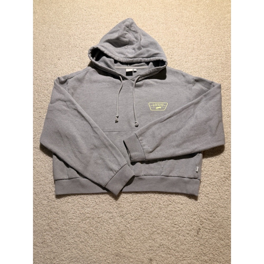 Vans Womans large  Gray Pullover Sweatshirt Skate Logo Graphic Pocket Casual‎